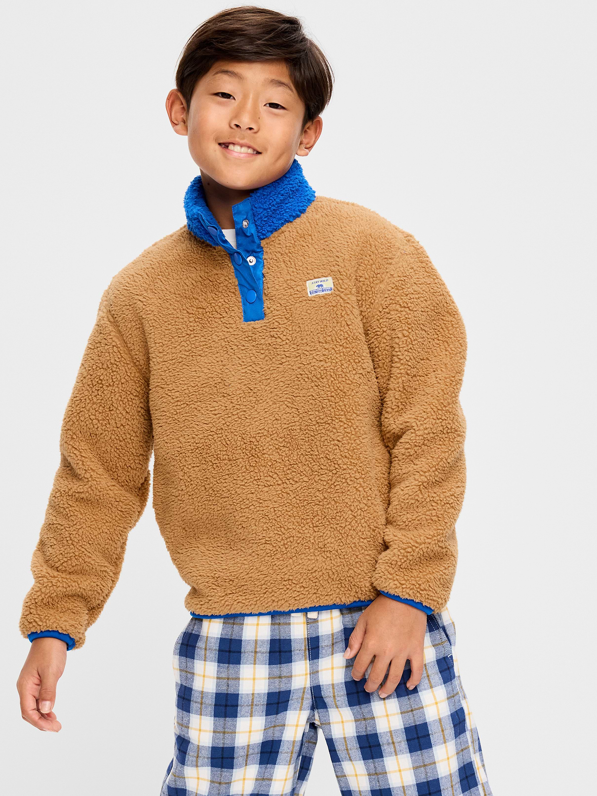 Cozy Sherpa Mock-Neck Pullover for Boys