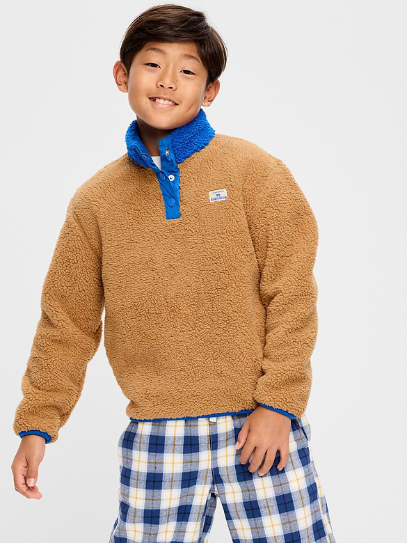 Cozy Sherpa Mock-Neck Pullover for Boys