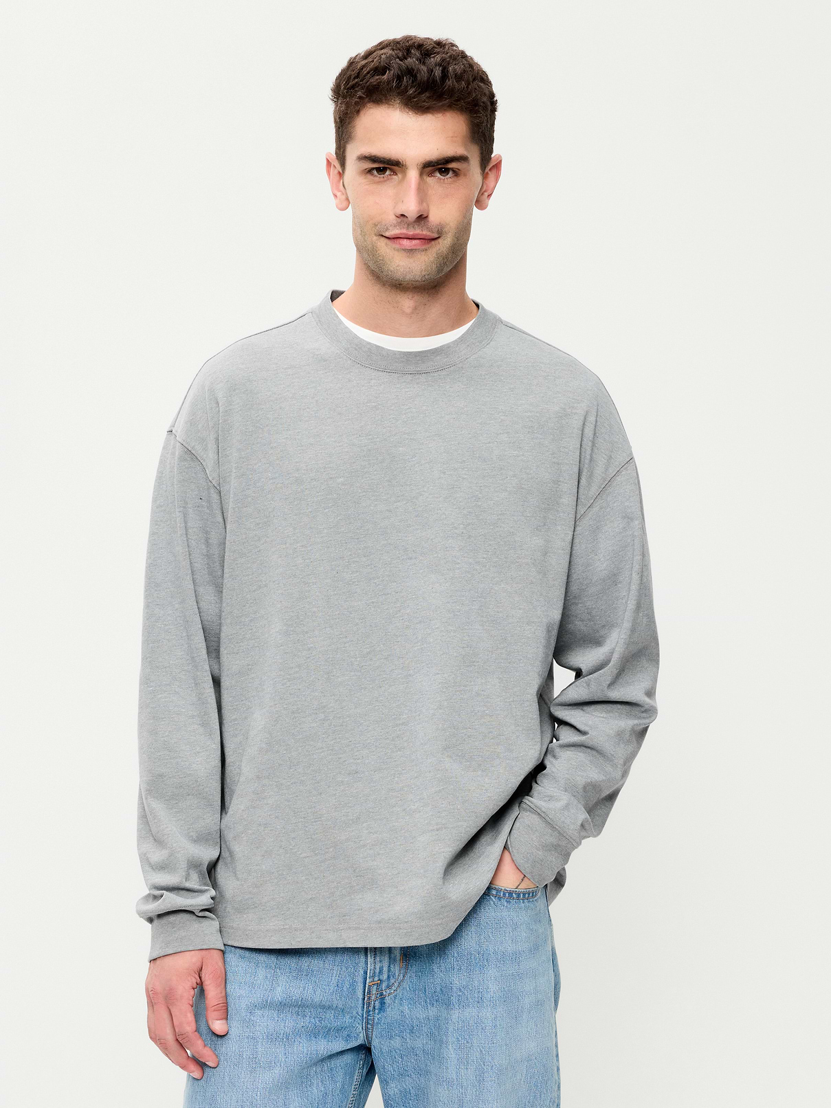Oversized Long-Sleeve Crew-Neck T-Shirt
