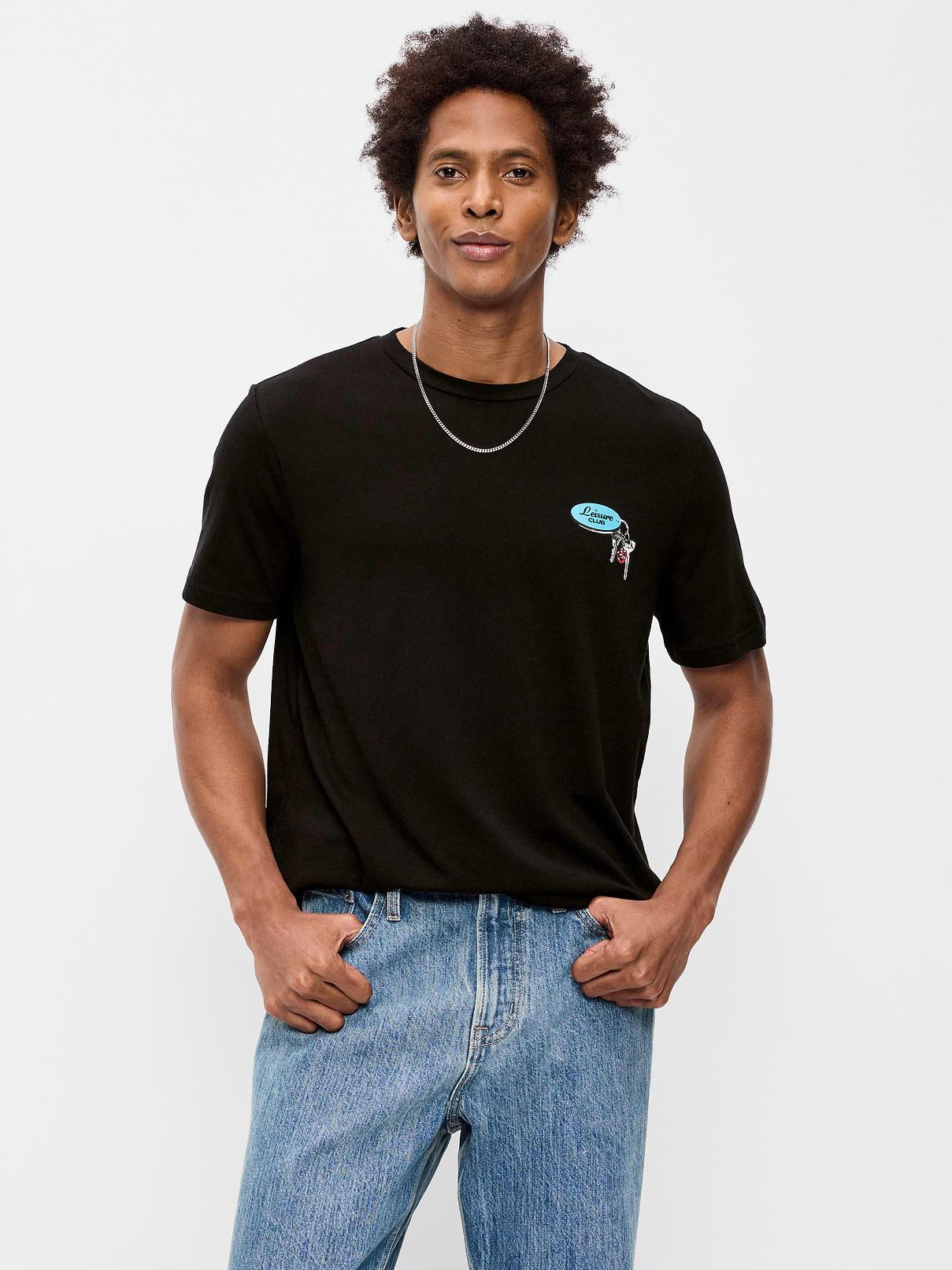 Image 1 of 2, rib-knit crew neck, short sleeves, graphic varies, Product #1182304