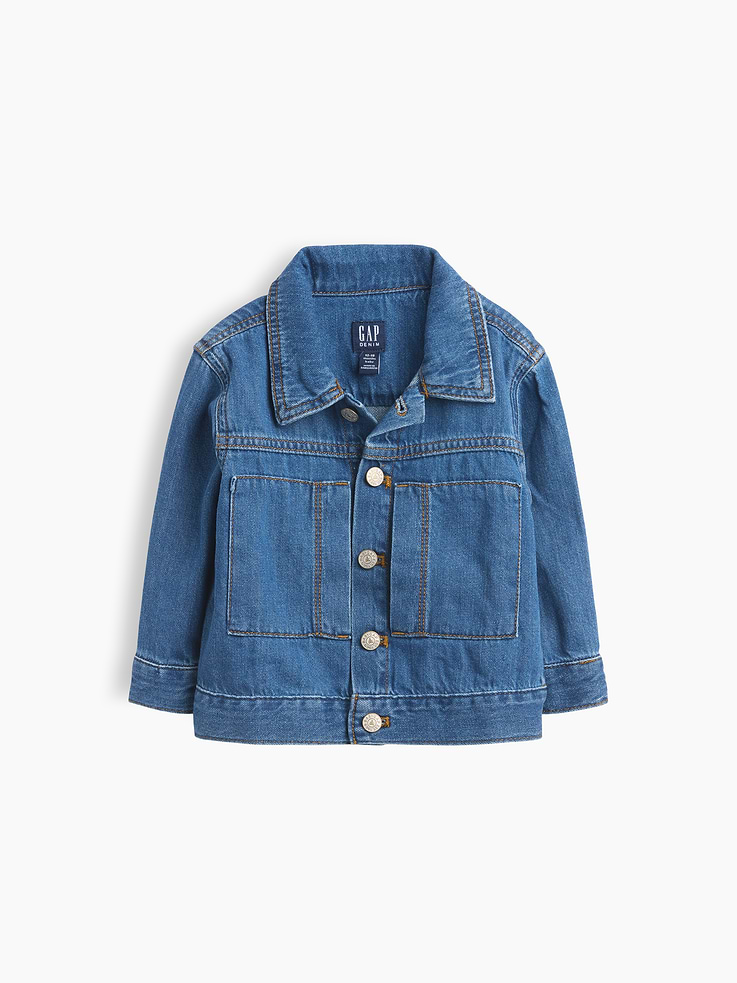 Image 1 of 3, This product is made with/contains 5% recycled cotton. Compared to virgin materials, using recycled materials helps reduce resource use and waste., This product is part of our water-saving Washwell program. Compared with conventional wash methods, Washwell uses at least 20% less water., Non-stretch denim., Long sleeves with banded cuffs., Spread collar, button front., Patch pockets at chest., Banded hem., This product was made in a factory that invests in gender equity and women’s empowerment through RISE. Learn more at, Product #1184299