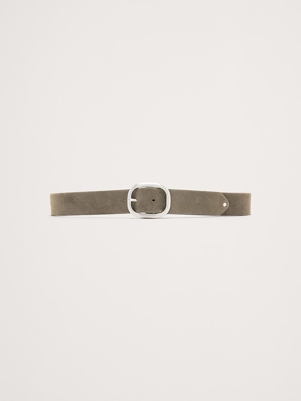 Leather Oval-Buckle Belt