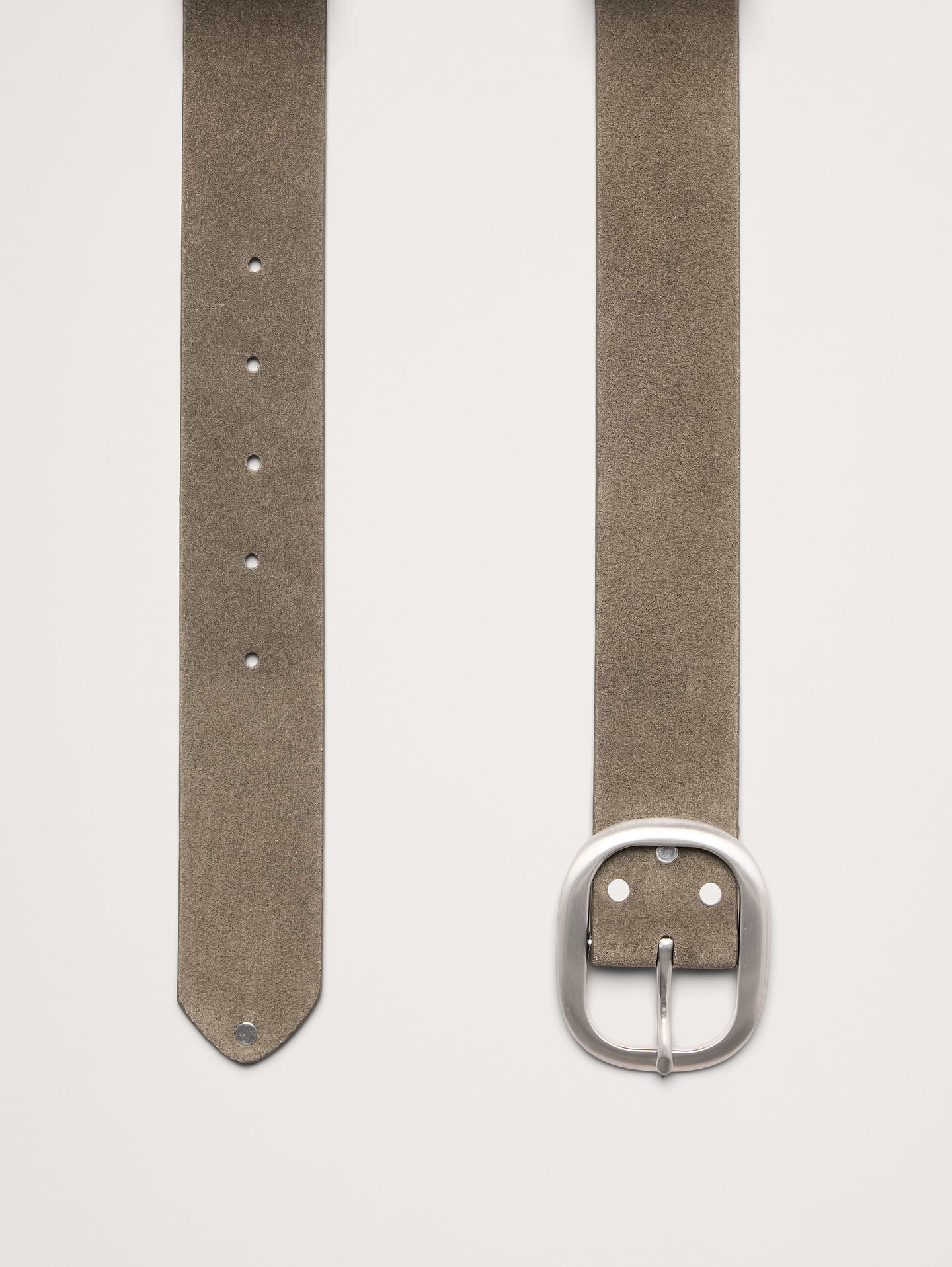 Image 3 of 3, Leather Oval-Buckle Belt