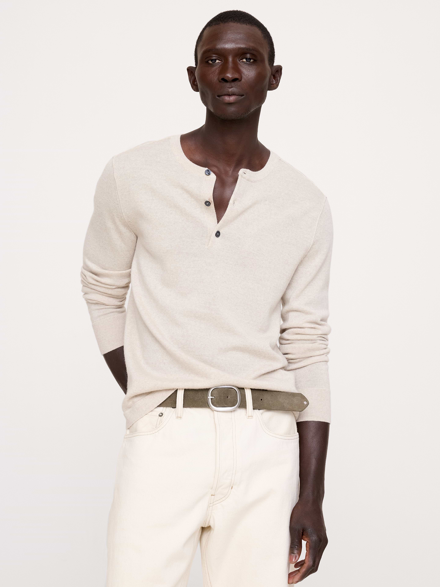 Image 2 of 3, Leather Oval-Buckle Belt