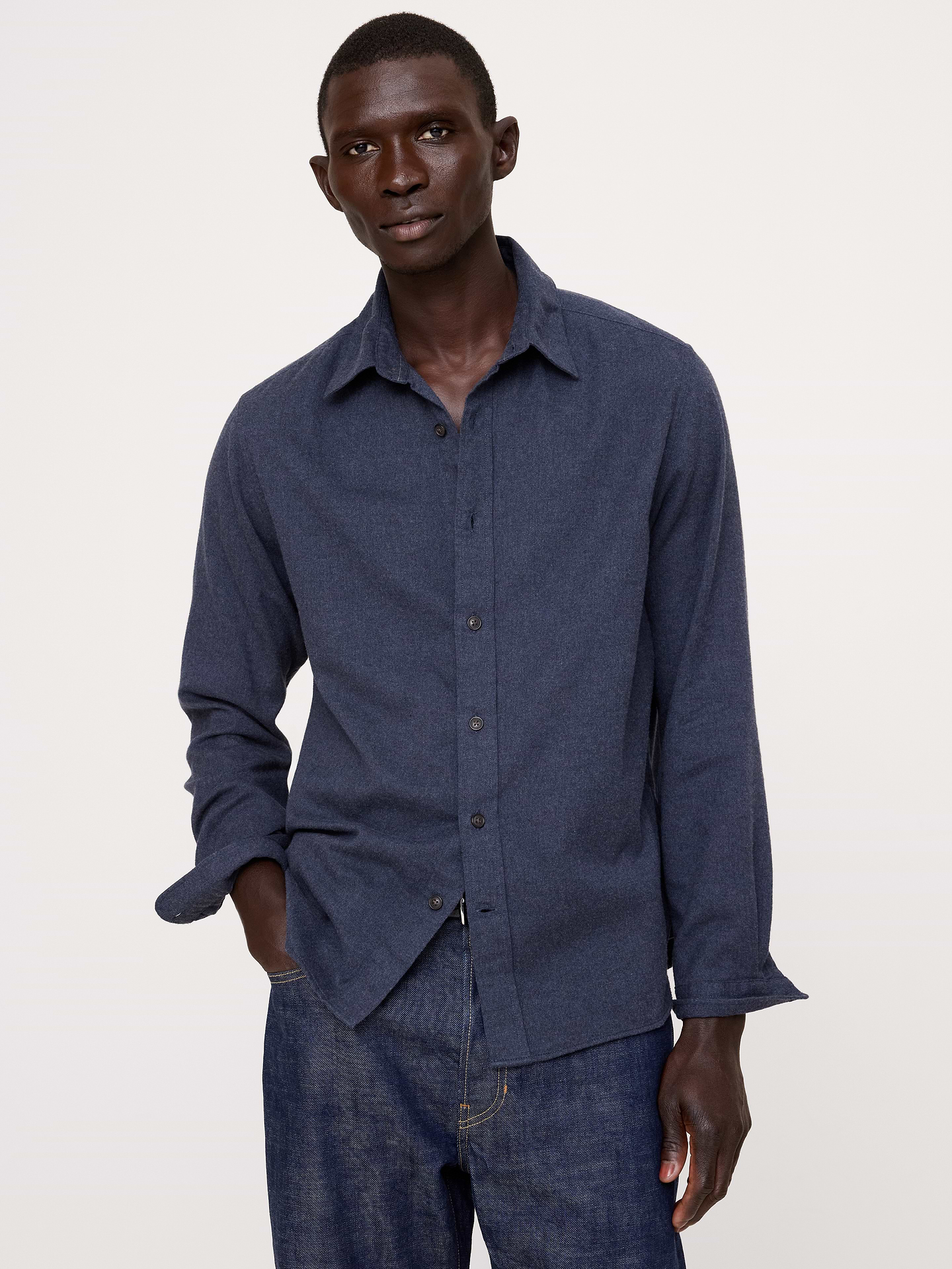 Image 1 of 8, We love this brushed flannel shirt because it's: oh-so-soft, warm enough to layer, and made from cotton—just the way we like it., A straight and easy fit., Spread collar with button front., Shirttail hem., Product #906448