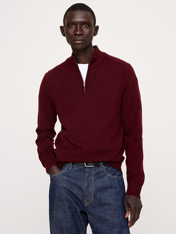 Pull en laine Mérinos, col zippé