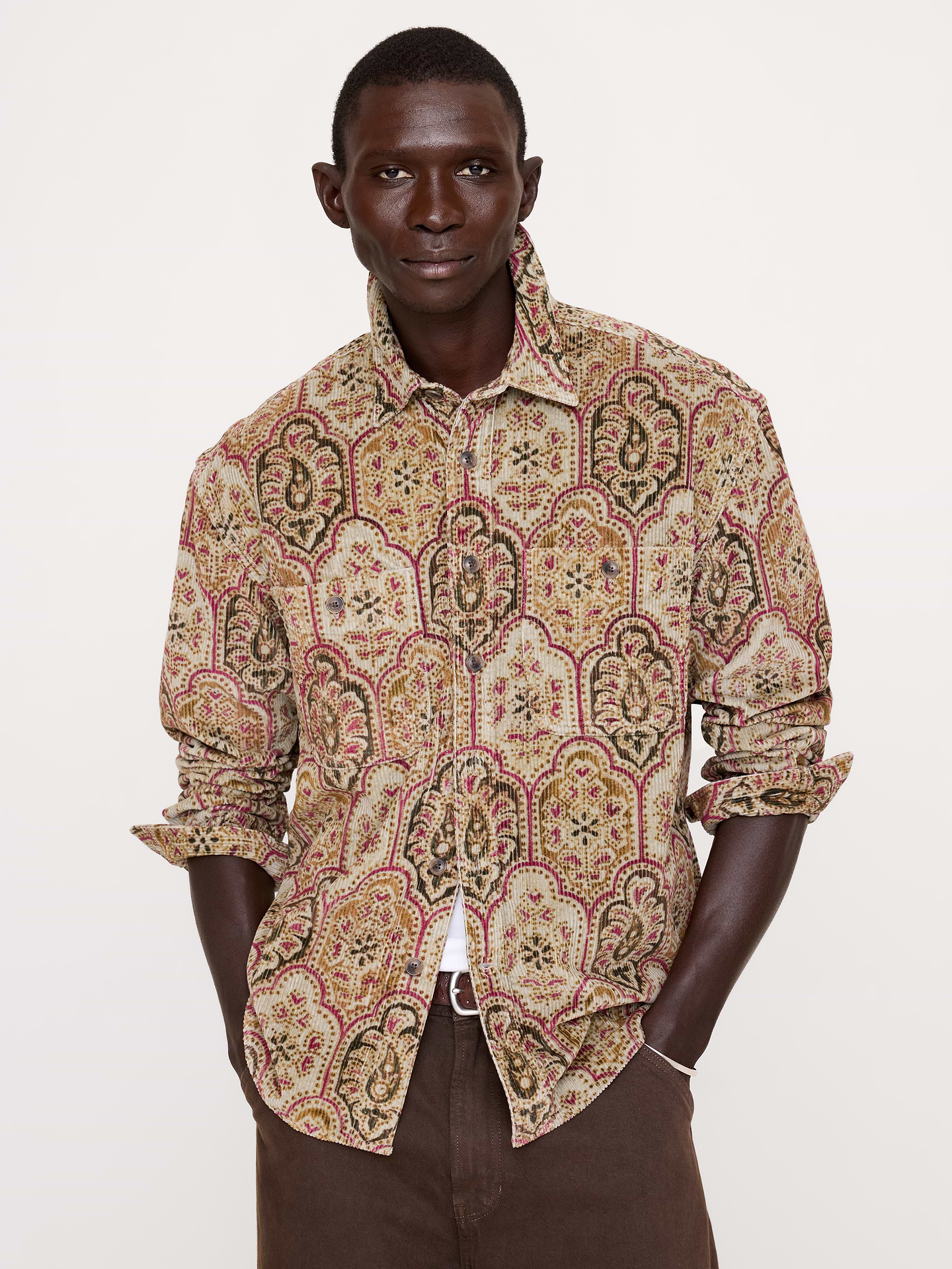 Image 3 of 4, Relaxed-Fit Heavyweight Corduroy Shirt