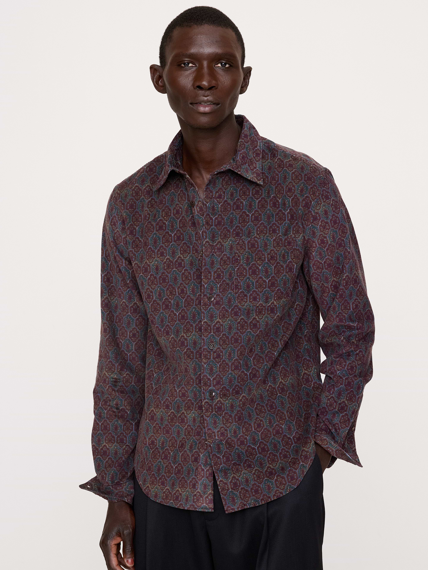 Image 1 of 3, Crafted in a fine-wale corduroy so it's easy to layer, we love this organic cotton shirt because it's oh-so-soft and looks good enough to go just about everywhere., Standard fit: A straight and easy fit., Spread collar with button front., Chest pocket., Shirttail hem., Product #906477
