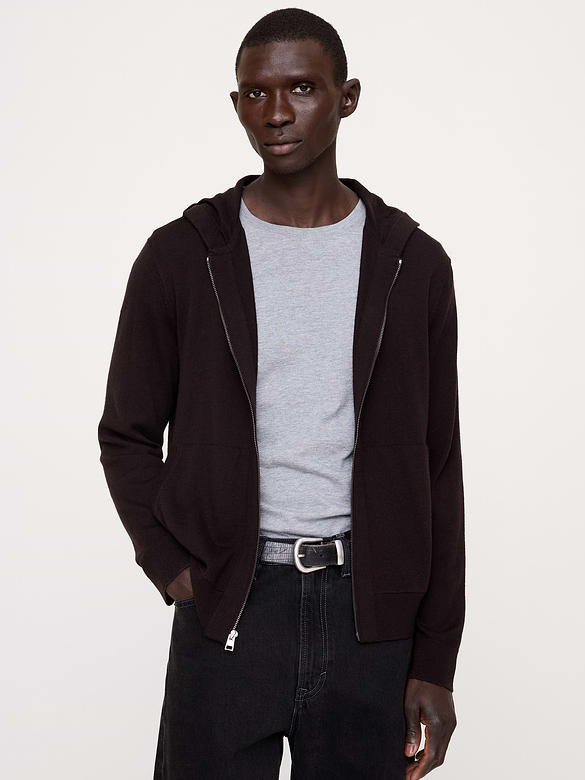 Merino Zip-Up Hoodie Sweater
