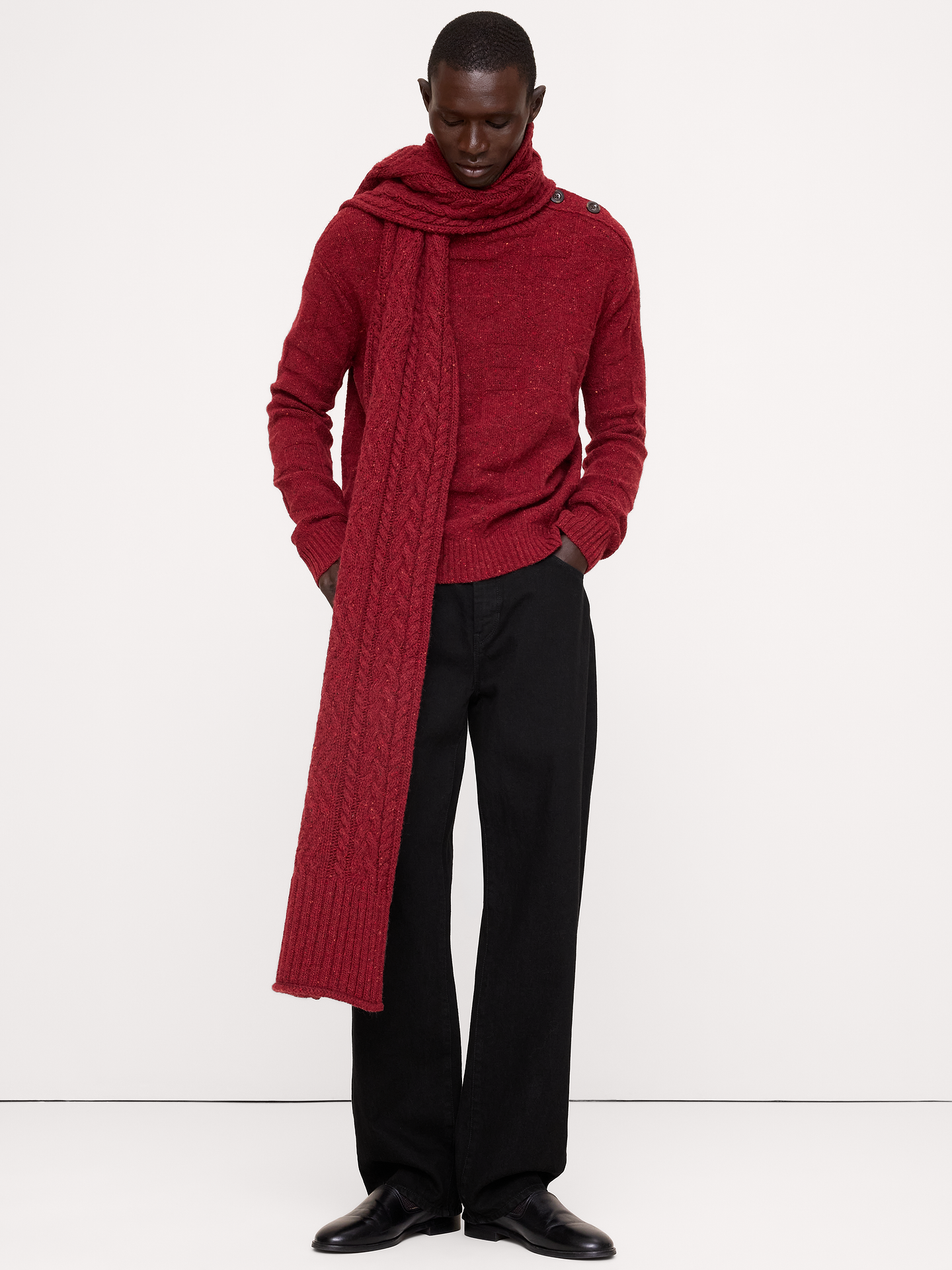 Image 2 of 4, Italian Wool-Alpaca Cable Scarf