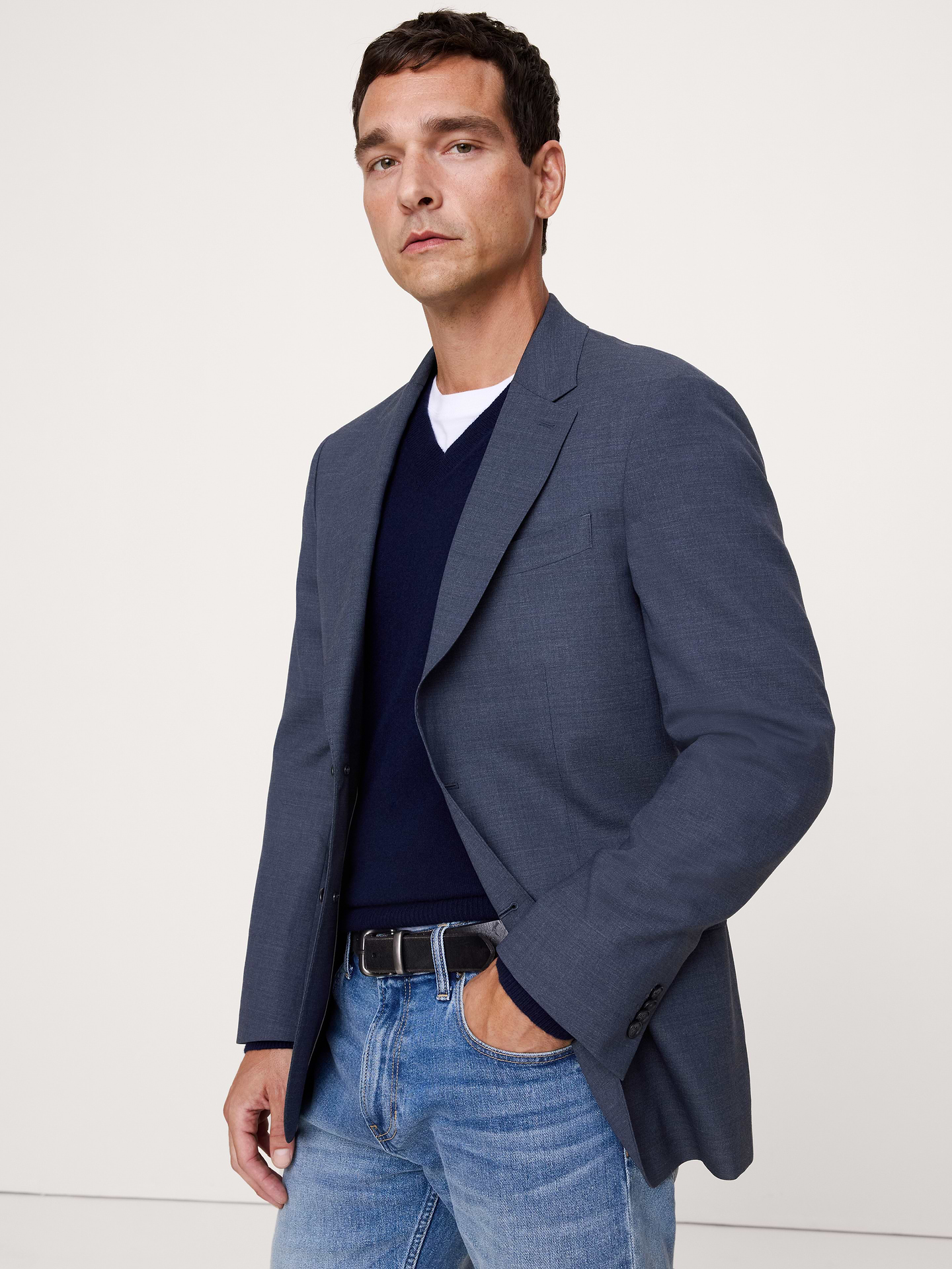 Image 4 of 8, Tailored Slim Signature Stretch Italian Rustico Suit Jacket