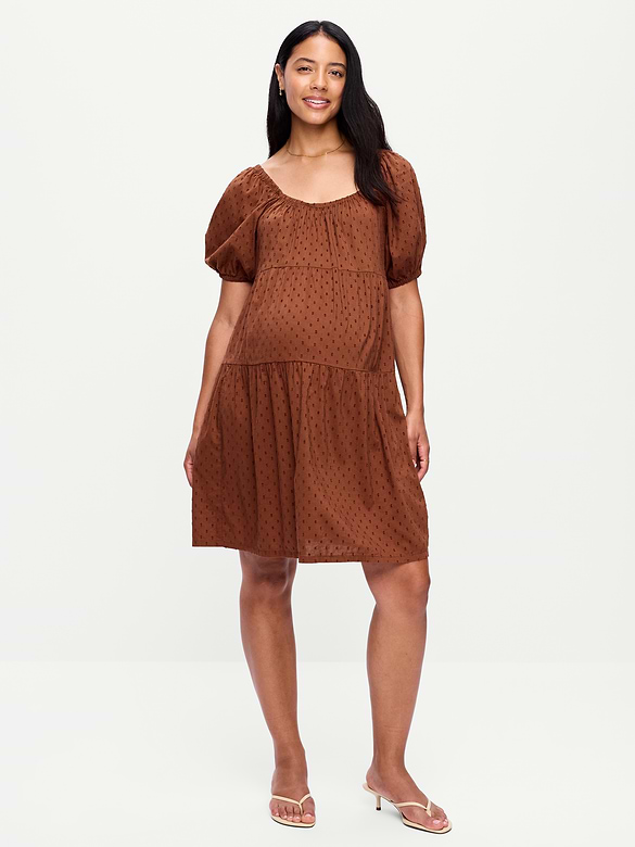 Maternity Short-Sleeve Swing Mini Dress