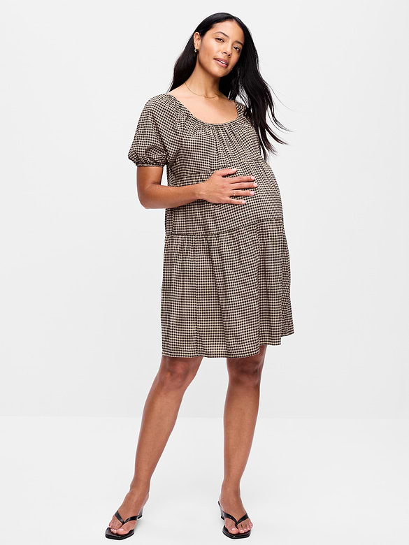 Maternity Short-Sleeve Swing Mini Dress