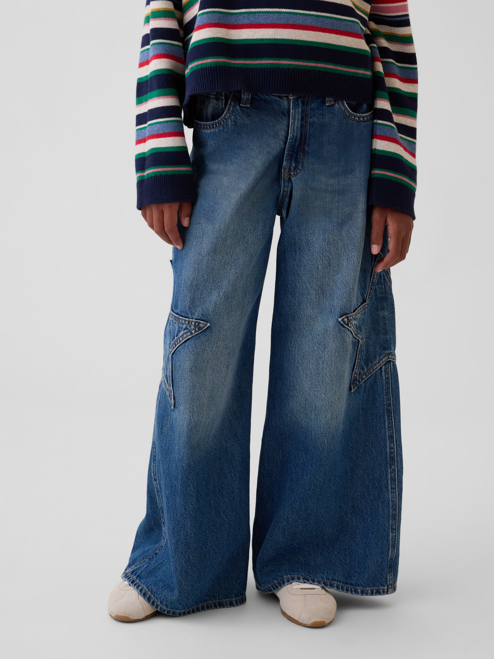 Image 3 of 6, Kids Low Rise Star Baggy Jeans