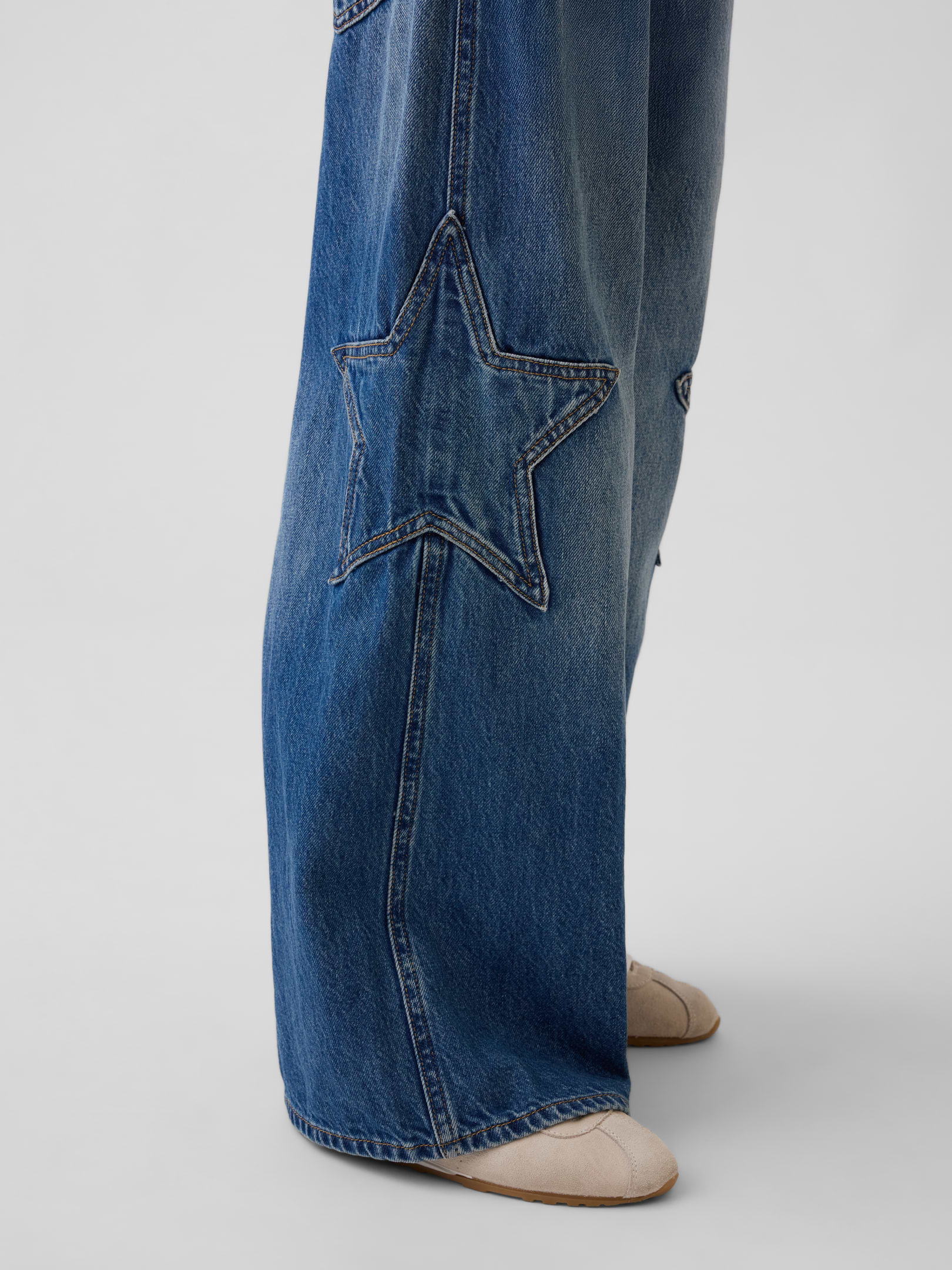 Image 6 of 6, Kids Low Rise Star Baggy Jeans