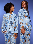 Image 1 of 2, notched collar, long sleeves, patch chest pocket, full button front, matching pajama pants, elasticized waistband, on-seam pockets, © & ™ Lucasfilm, Ltd, Product #906392