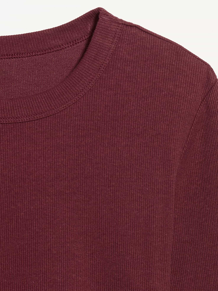 Image 4 de 9, T-shirt moulant côtelé à manches longues