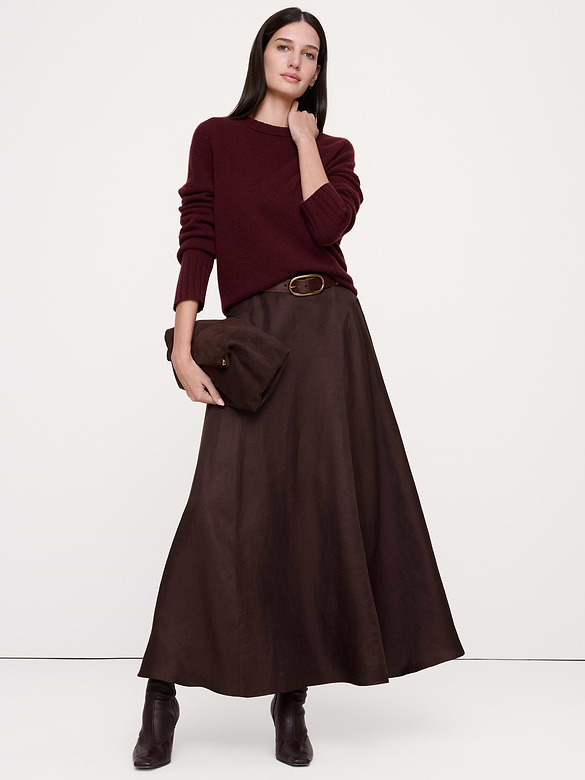 Viscose-Linen Maxi Skirt