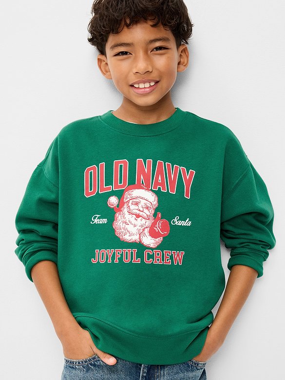 Oversized Logo Graphic Crew-Neck Sweatshirt for Boys