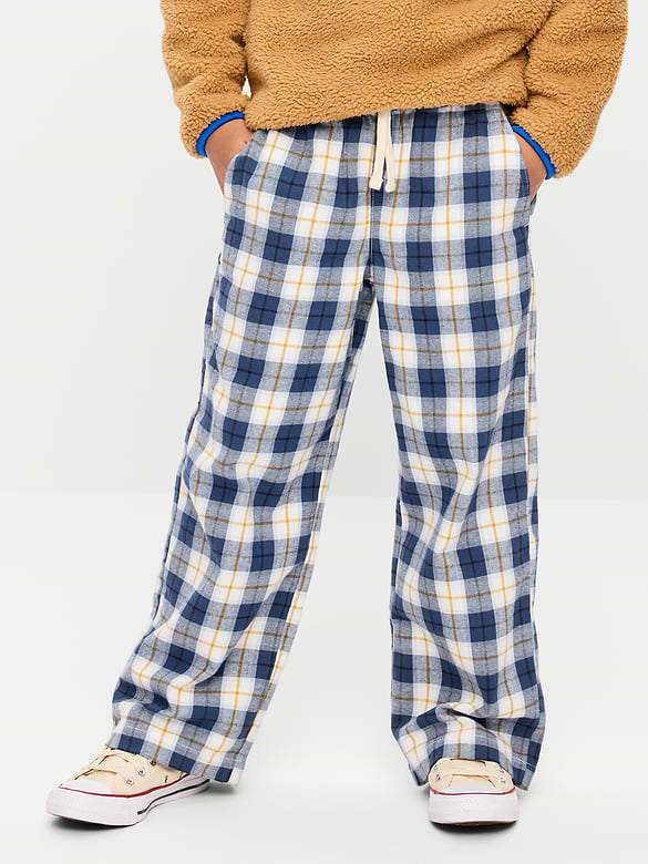 Pull-On Baggy Plaid Flannel Pants for Boys