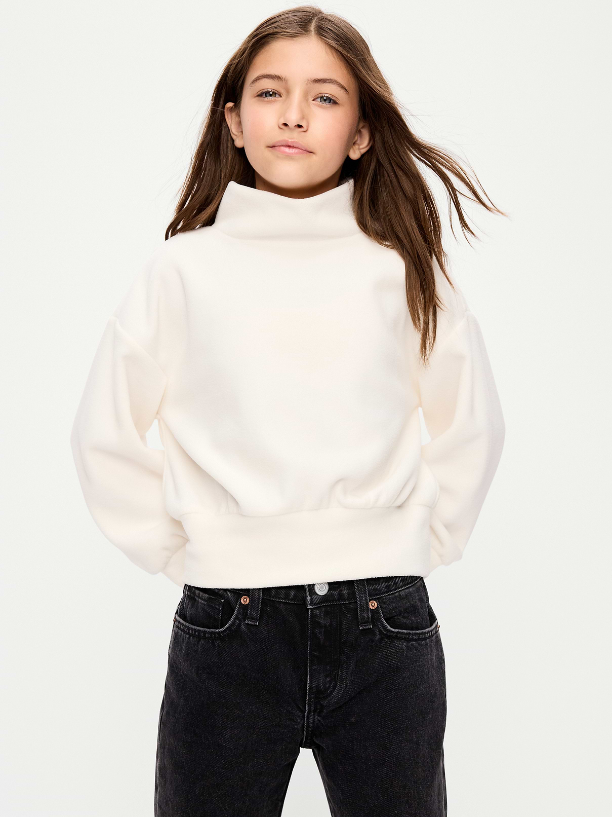 Image 1 of 4, mock neck, long sleeves, drop shoulders, Product #907016