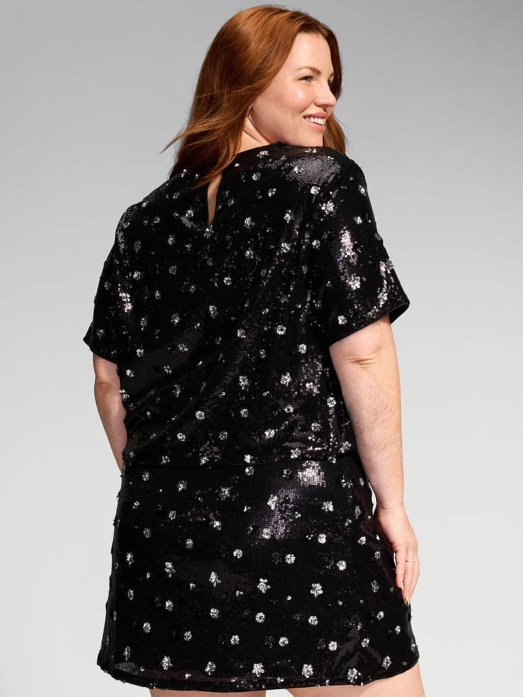 Image 9 de 9, Haut à paillettes à manches courtes Moments signés Old Navy