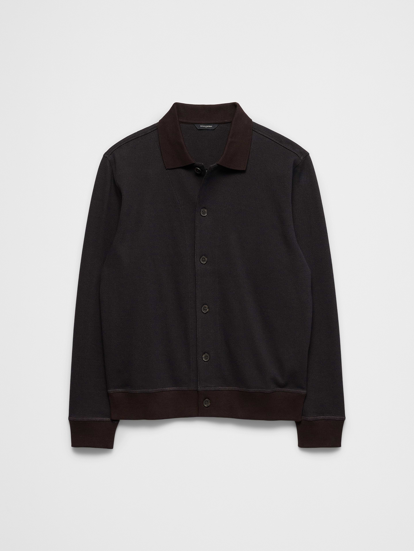 Image 4 of 5, Herringbone Knit Polo Cardigan