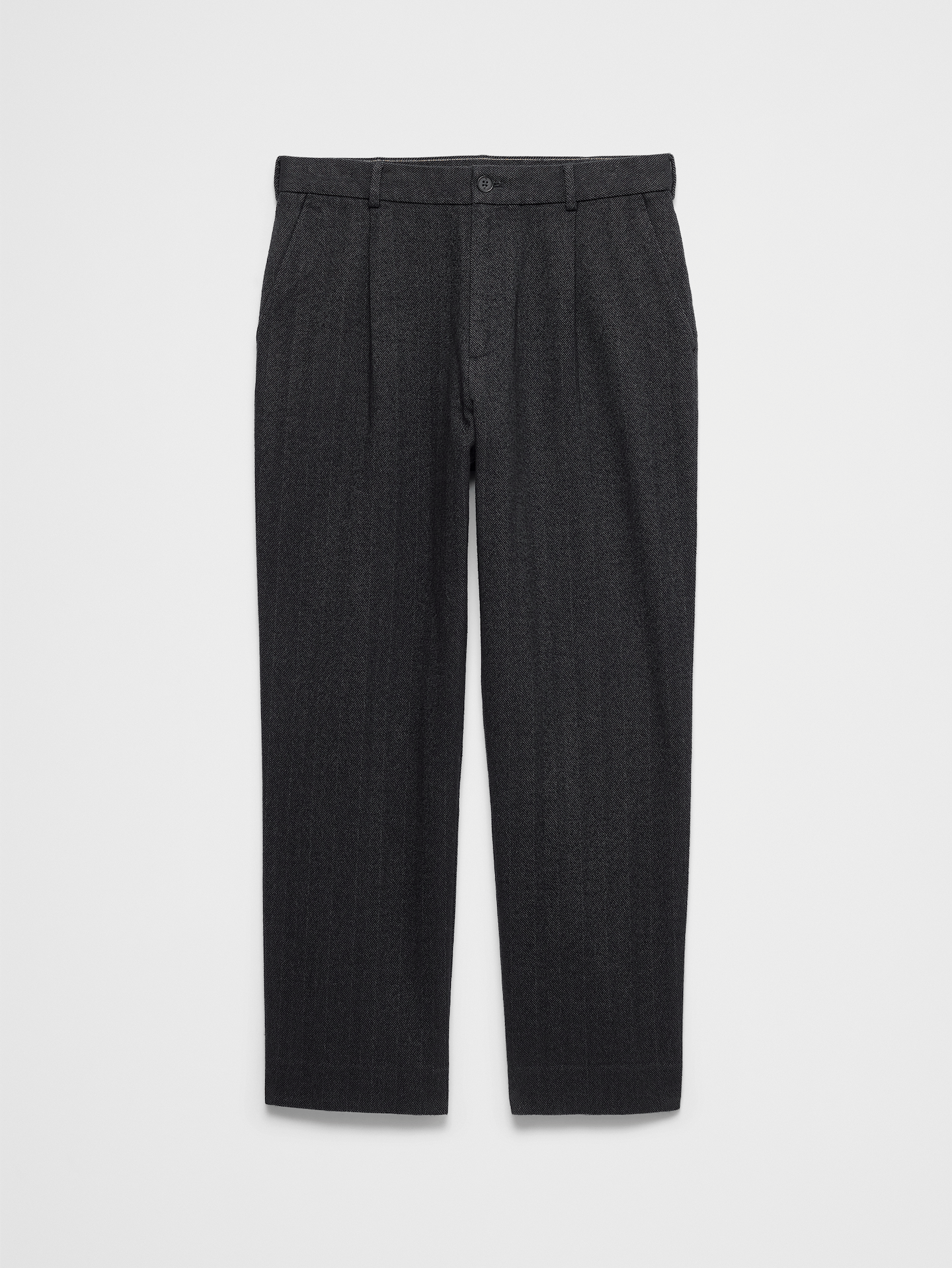 Image 7 of 7, Wide-Leg Herringbone Pleated Pant