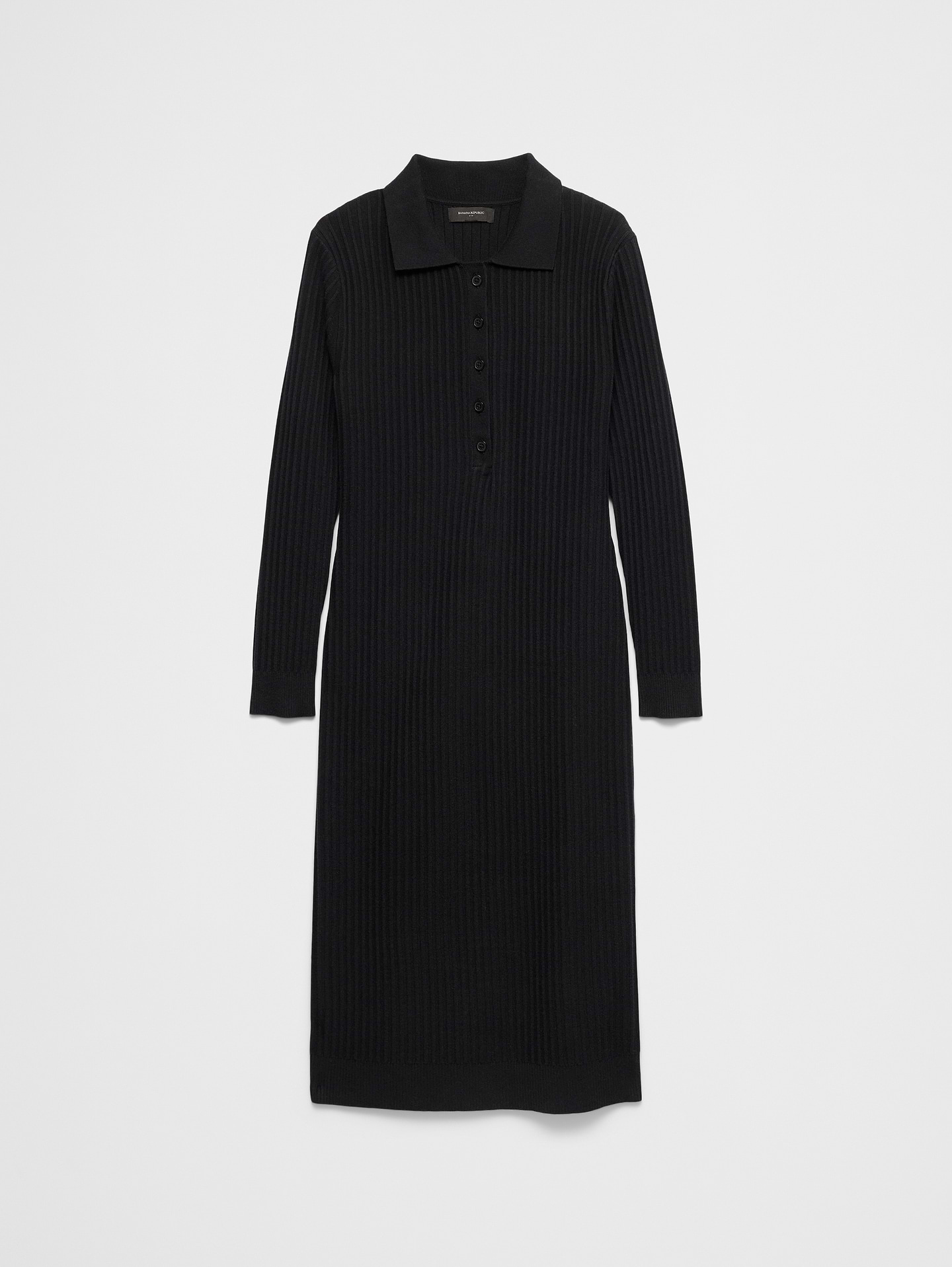 Image 7 of 7, Ribbed Polo Midi Sweater Dress