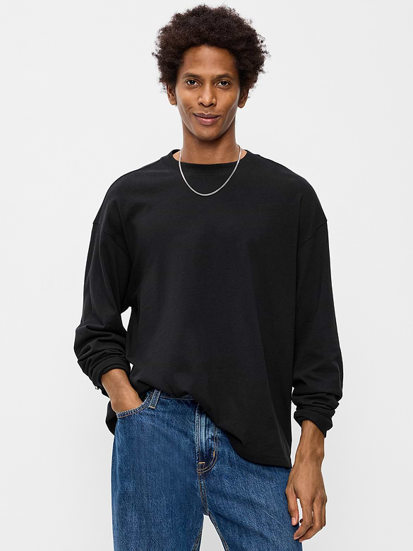 Oversized Long-Sleeve Crew-Neck T-Shirt