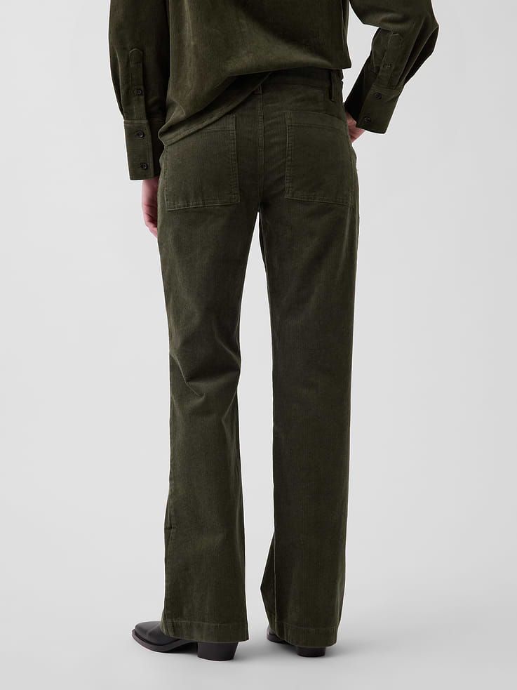 Image 5 de 8, Pantalon décontracté évasé en velours côtelé à taille mi-basse