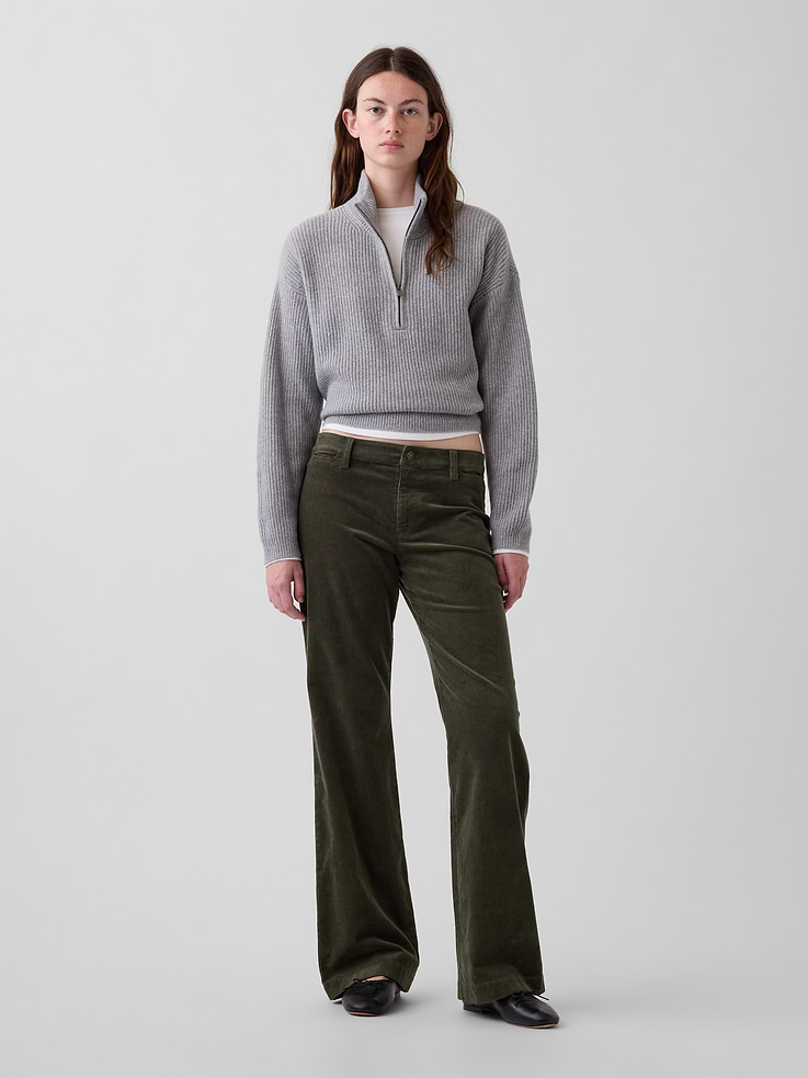 Image 7 de 8, Pantalon décontracté évasé en velours côtelé à taille mi-basse