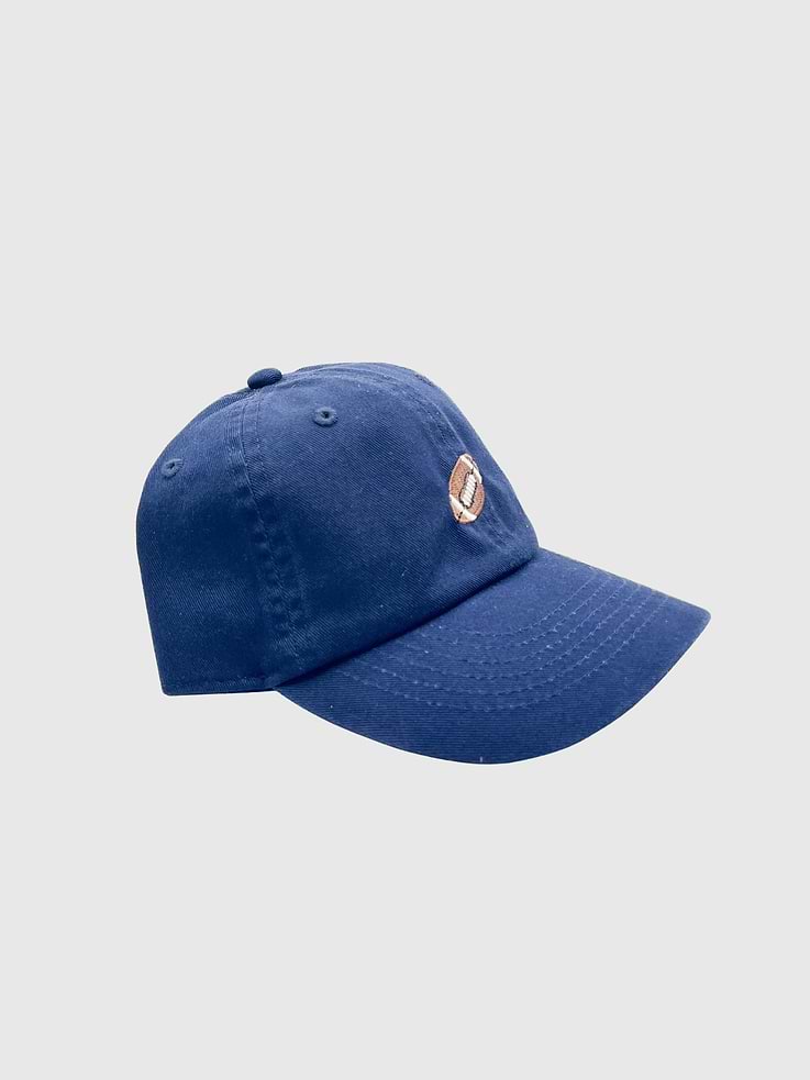 Image 1 of 2, Hat with embroidered Tiny Football., Metal buckle fastener at the back.