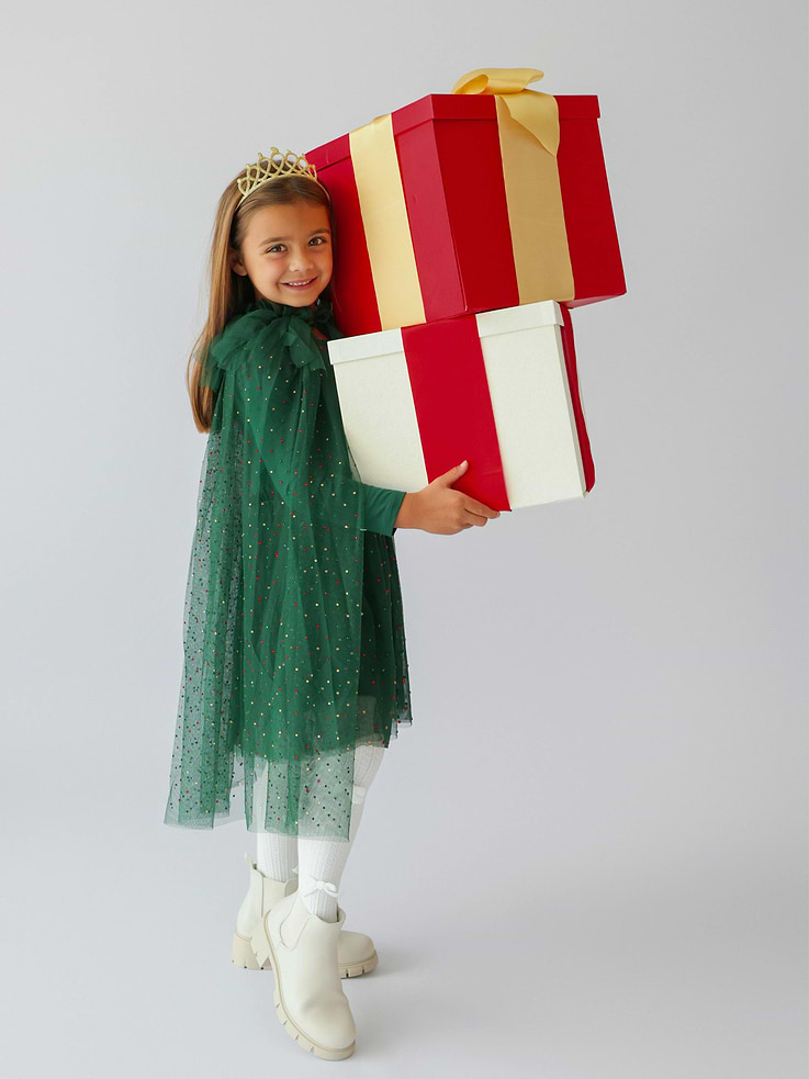 Image 2 of 2, Sweet Wink Emerald Rhinestone Christmas Cape
