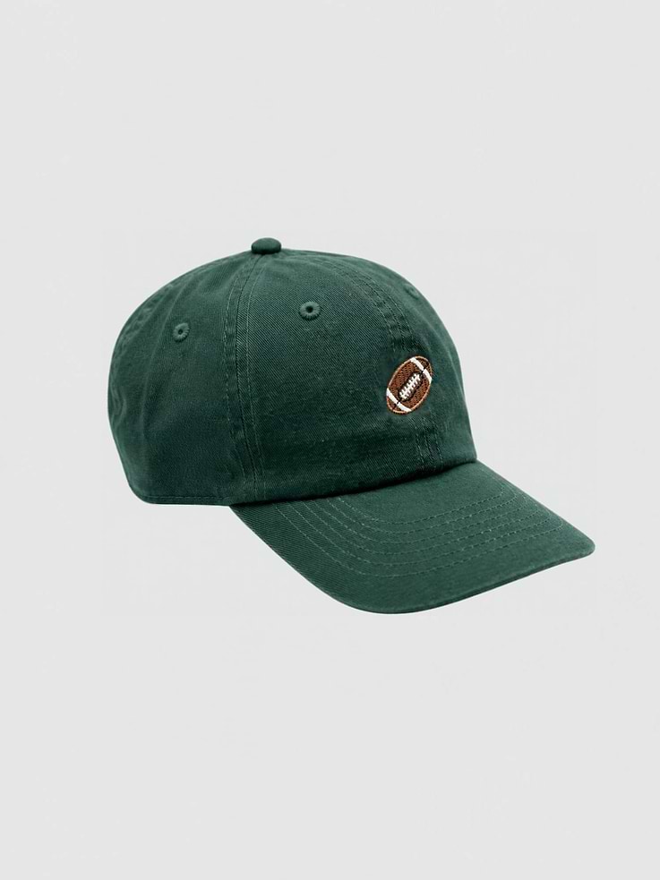 Image 1 of 2, Hat with embroidered Tiny Football., Metal buckle fastener at the back.