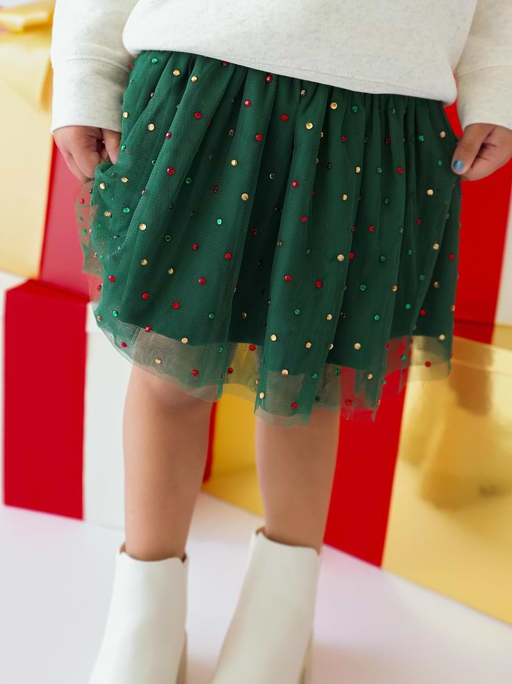 Image 2 of 2, Sweet Wink Emerald Rhinestone Christmas Tutu Skirt