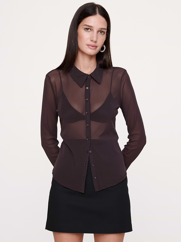 Mesh Button-Down Shirt