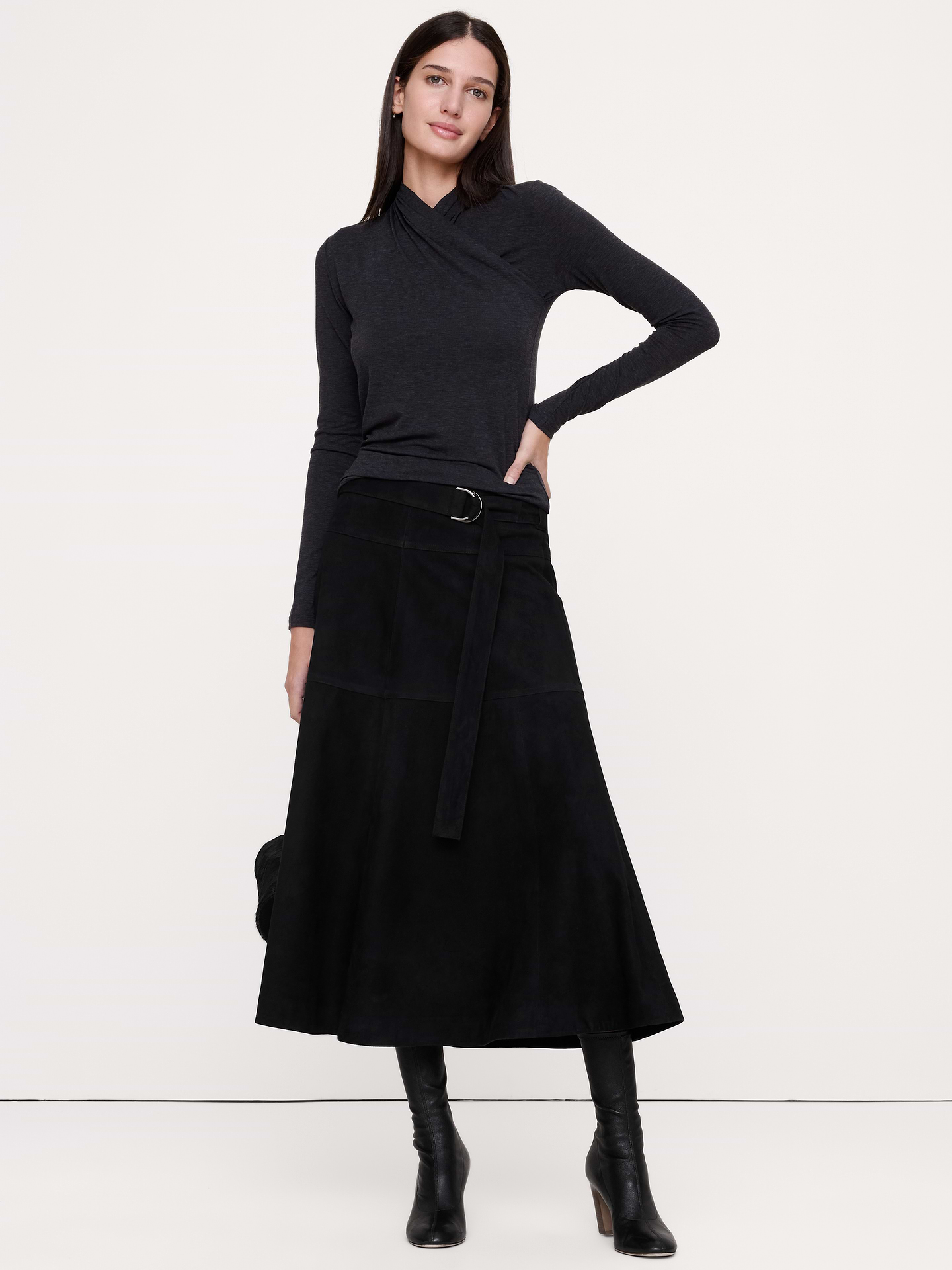 Image 1 of 3, So good, we had to bring it back. This wrap-neck top is made from a luxuriously soft wool blend, in a weight that's suitable for layering through cooler weather., Fitted: Slim. Sits close to the body., Wrap neck., Straight hem., Product #1183383
