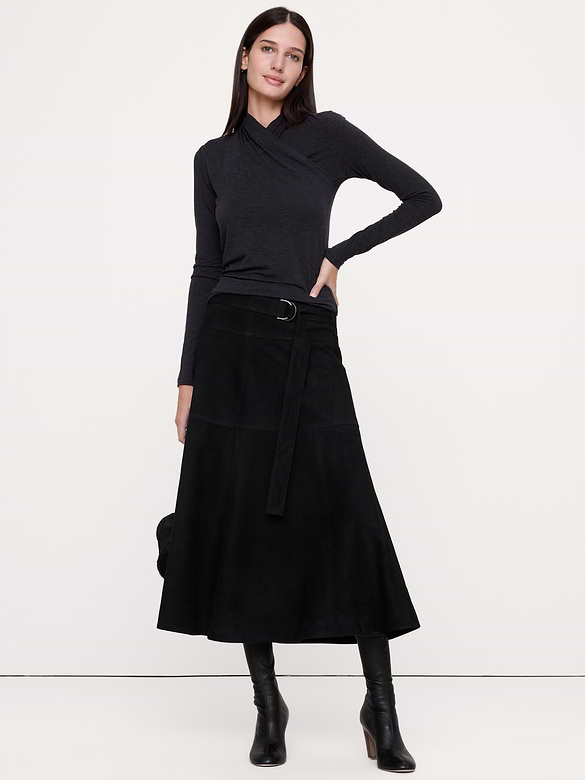 Luxe Wool-Blend Wrap-Neck Top