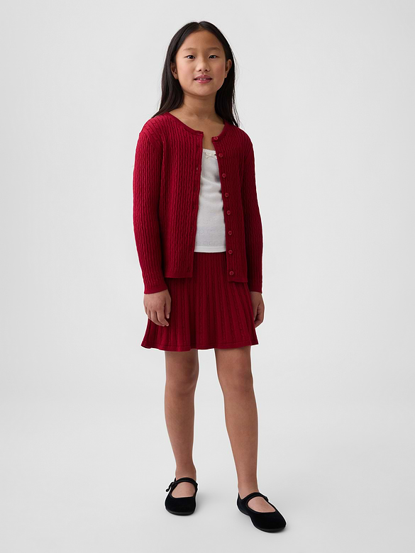 Kids Pull-On Cable-Knit Sweater Skirt