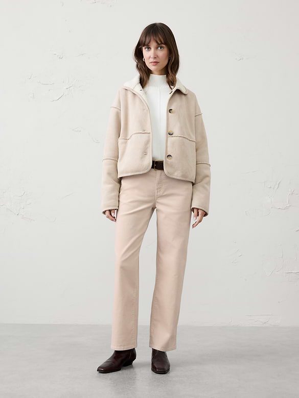 Straight-Fit Mid-Rise Velvet Pant