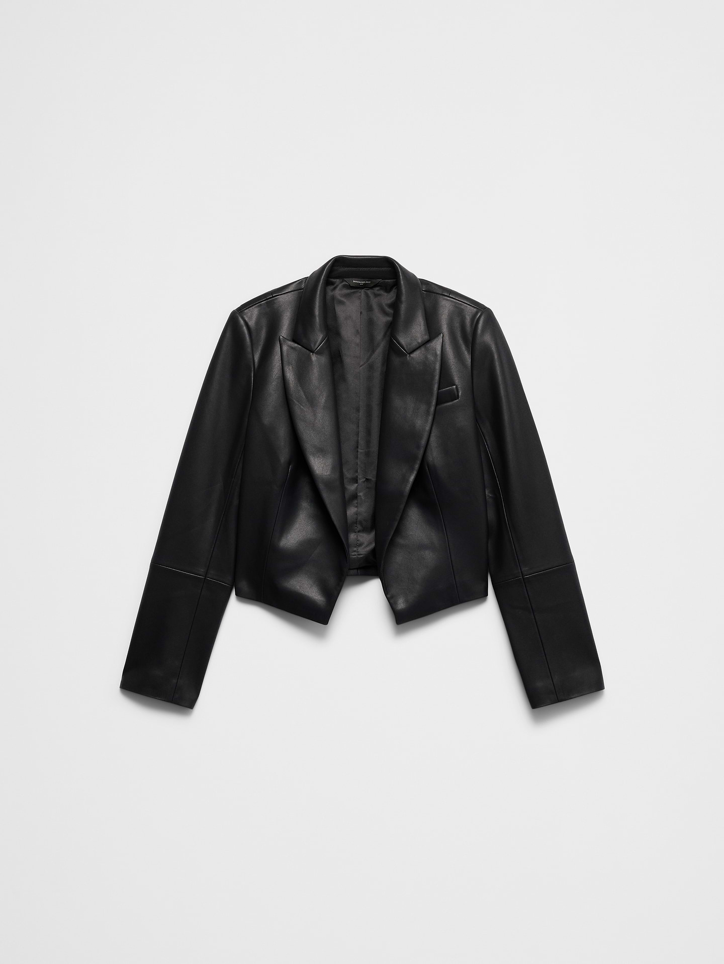 Image 4 of 4, Vegan Leather Cropped Blazer