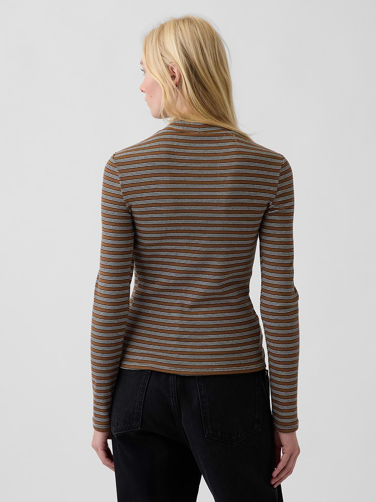 Image 3 of 4, Modern Rib Mockneck T-Shirt