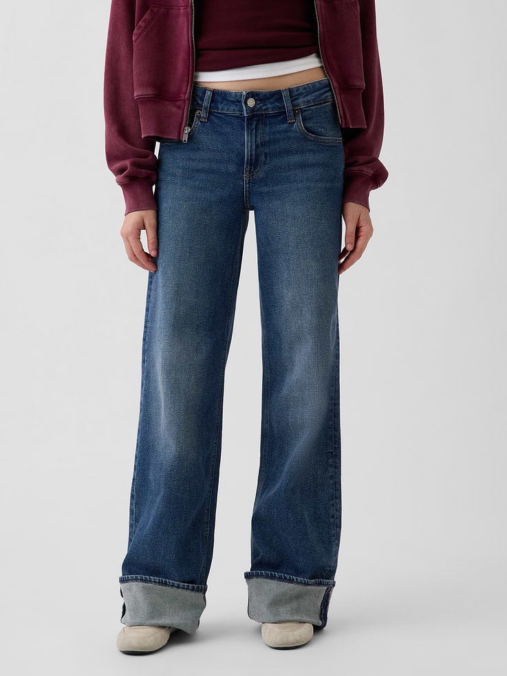 Image 2 of 5, Low Rise Stride Cuffed Wide-Leg Jeans