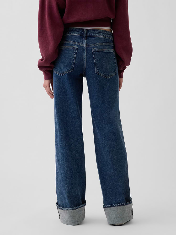 Image 4 of 5, Low Rise Stride Cuffed Wide-Leg Jeans