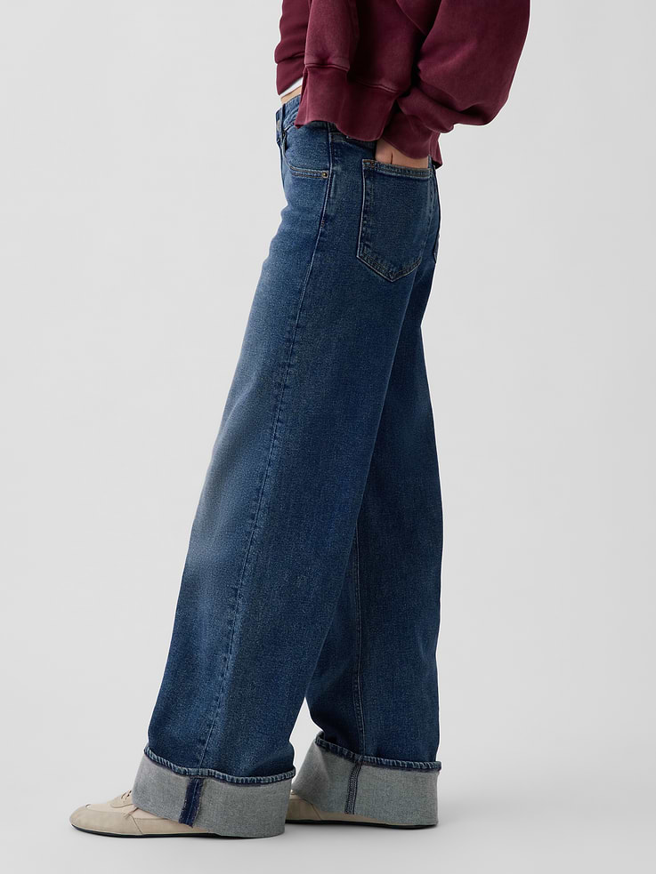 Image 3 of 5, Low Rise Stride Cuffed Wide-Leg Jeans