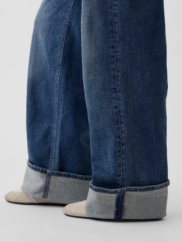 Image 5 of 5, Low Rise Stride Cuffed Wide-Leg Jeans