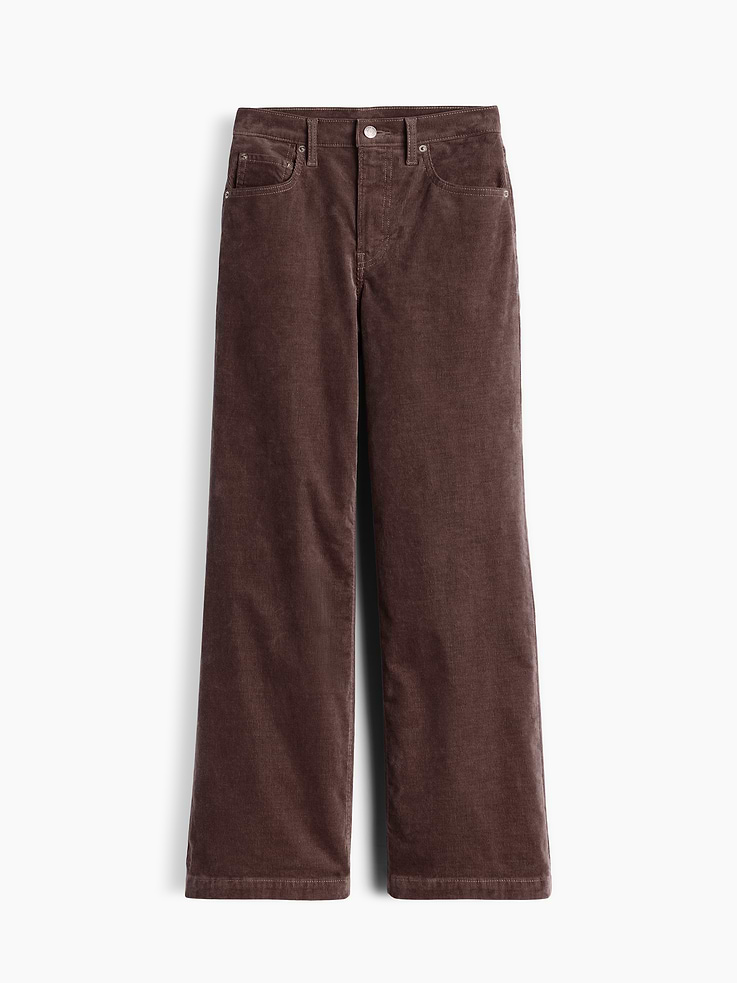 Image 7 de 7, Pantalon sportif taille haute à jambe large en velours côtelé