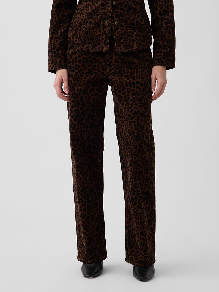 Image 2 of 7, Low Rise Corduroy '90s Loose Leopard Pants