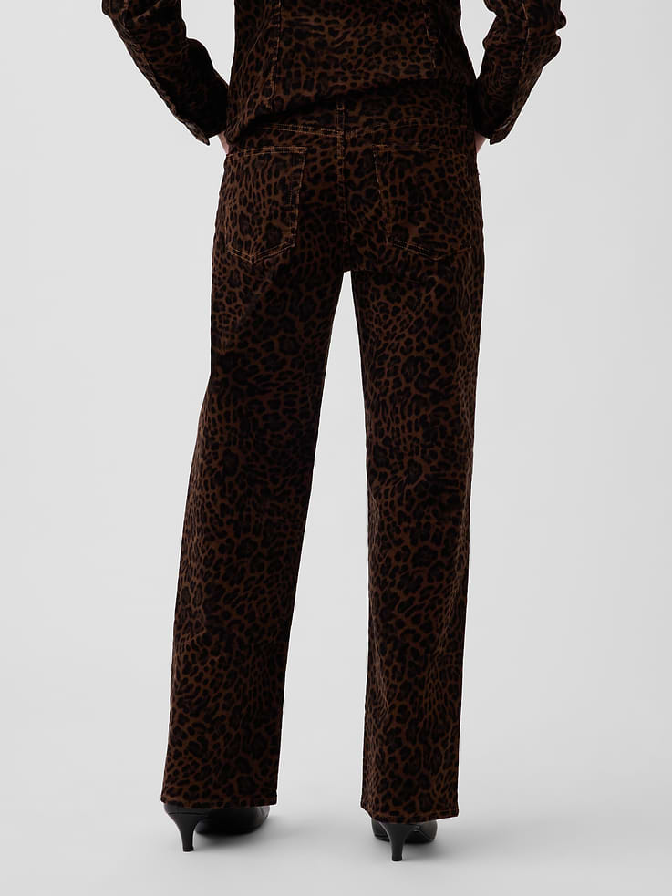 Image 4 of 7, Low Rise Corduroy '90s Loose Leopard Pants